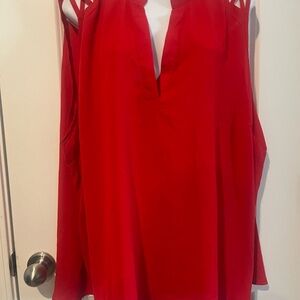 Rue21 Red Sleeveless V-Neck Tunic Top